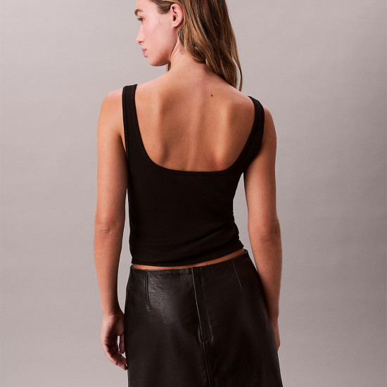 Calvin Klein Γυναικεία αμάνικη μπλούζα Monogram Scoop Neck Rib Knit Tank Top